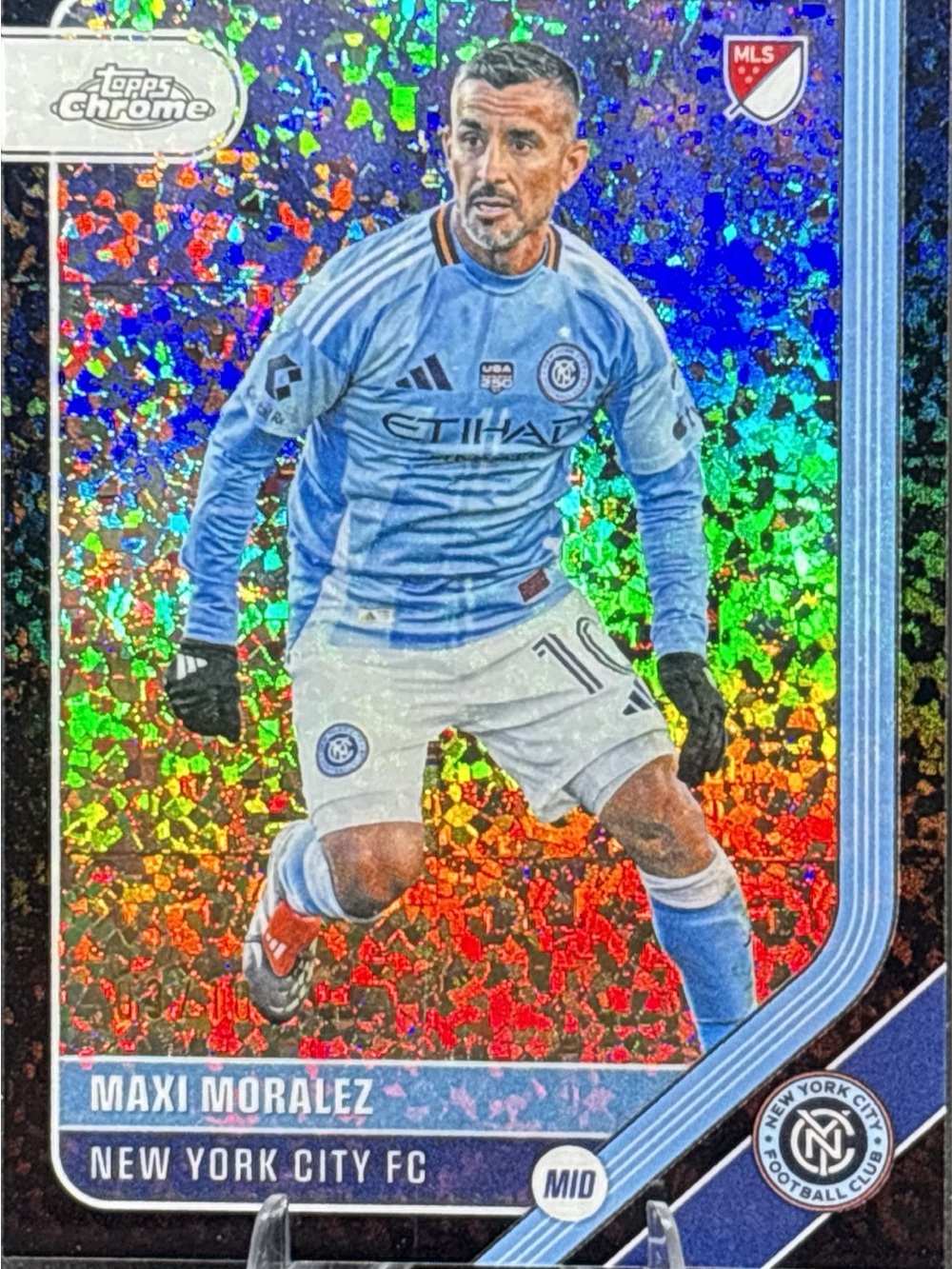Topps Chrome Maxi Moralez New York City FC Card - Glitter Refractor